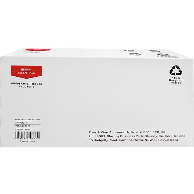 Nisbets Essentials White Facial Tissues - 100 Sheets (36 Pack)