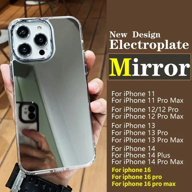 Plating Sier Cosmetic Mirror Soft Silicone Case For Iphone 16 15 Pro Max 13 12 11 XR 7 8 14 Plus XS Shockproof Cover