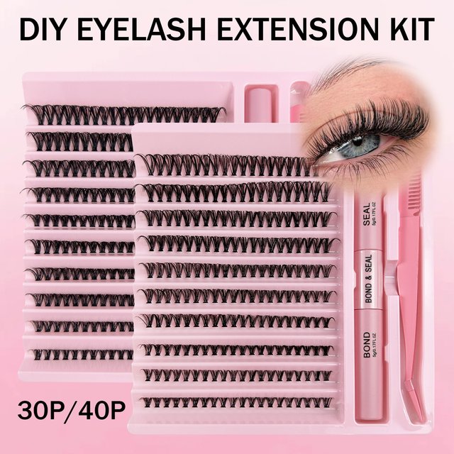 False Eyelash Glue Tweezers 40P Section Mixed Single Cluster 30P Hot Melt Hair Eyelash set