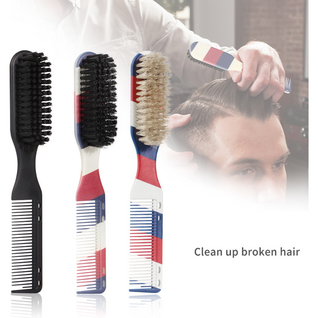 Hairdressing Dual Purpose Comb Brush Men's Oil Head Texture Comb Horse Hair Beard Styling Comb Hair Cutting Cleaning Brush