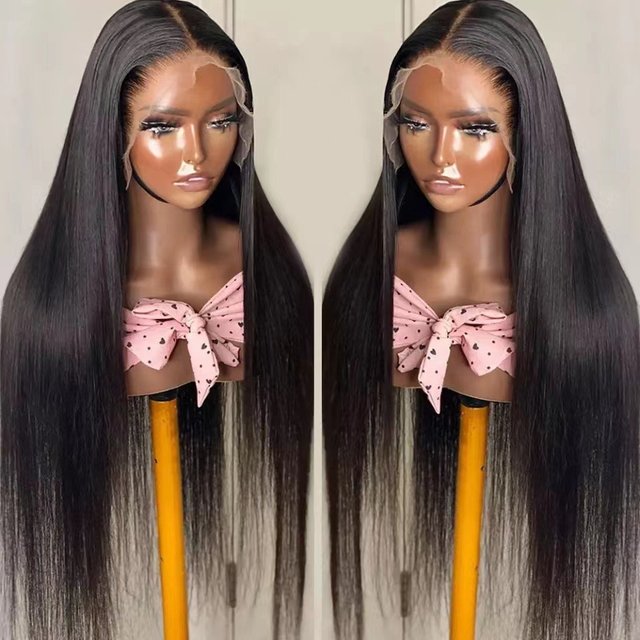 Natural Transition Long Straight Synthetic Fiber Lace Wig European And American Style Smooth One Piece Hair Extensions Headpiece for women
