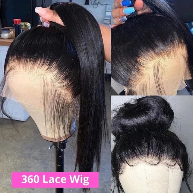 Hot selling 360 Transparent Frontal Pre Plucked Brazilian Remy Straight 13X4 Lace Front Human Wigs For Black Women Bling Hair