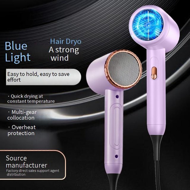 Professional 800W Hair Dryer With Blue Light, 3 Speed & Heat Settings, ABS Shell, Overheat Protection – Ideal For Home, Dorm & Travel