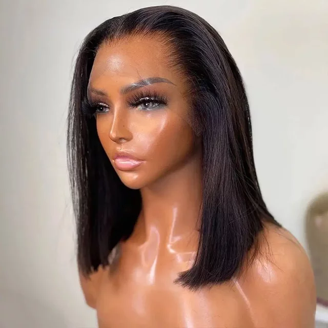 13X4 Lace Front Wig Pre Plucked Human Hair Wigs for women Short Straight Bob Remy Brazilian Sale