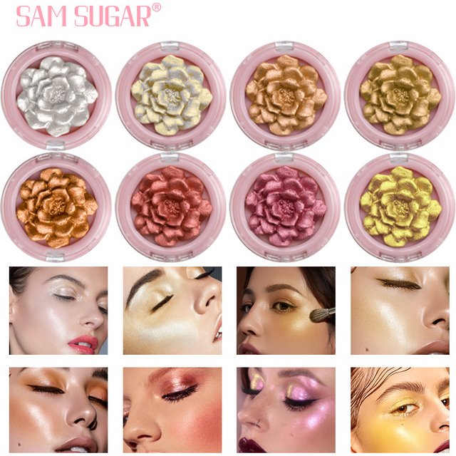 3D Rose Highlighter Palette Cosmetic Face Contour Bronzer Shimmer Relief Monochrome Highlight Concealer Illuminator Makeup