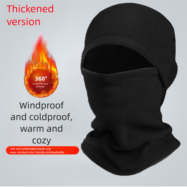 Autumn Winter Cycling Face Mask Windproof Integrated Polar Fleece Plus Velvet Warm Headgear Bandit Hat