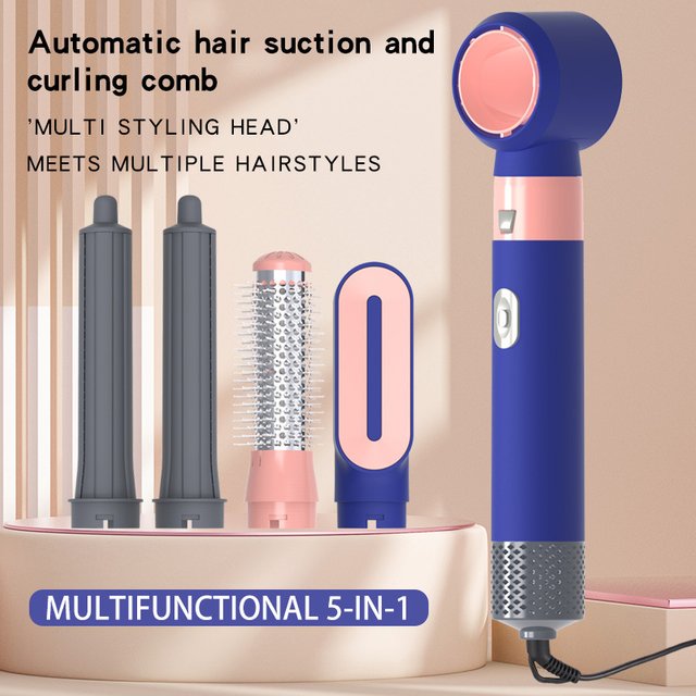Cross-Border New Five-in-One Lazy Styling Multi-Functional Hairdressing Hot Air Comb Automatic Curling Iron Hair Dryer