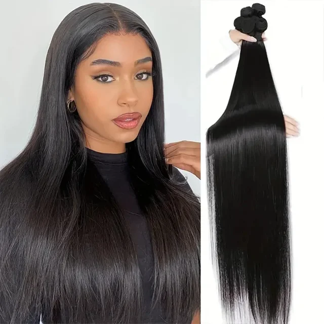 8-32 Inch Brazilian Straight Human Hair Bundles Natural Black Remy Hair for women 100% Quality