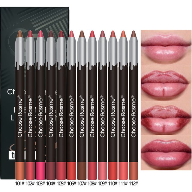 hot Sale 12 Color Lip Liner Matte Long Lasting Foaming Pen Waterproof Easy To Color Velvet Lipstick Pen Lip Pencil