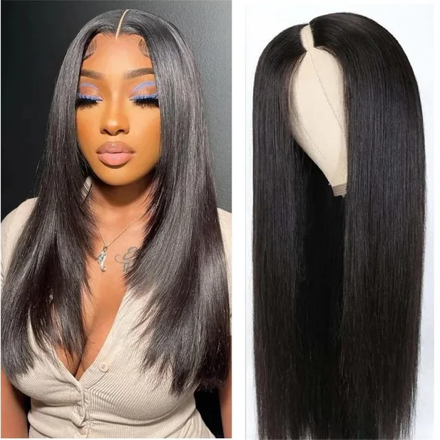 Full Machine Straight Human Hair Wigs V Part Remy Hair Brazilian Natural Color No Leave Out Upgrade Wigs 18-24 Inches