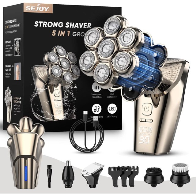 SEJOY 7D Men‘s Electric Shaver Razor Bald Hair Skull Trimmer Beard Remover
