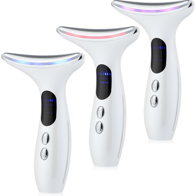 2024 Neck Face Beauty Device 3 Colors Led Photon Therapy Rotate Reducer Double Chin Anti Wrinkle Removing Skin Care