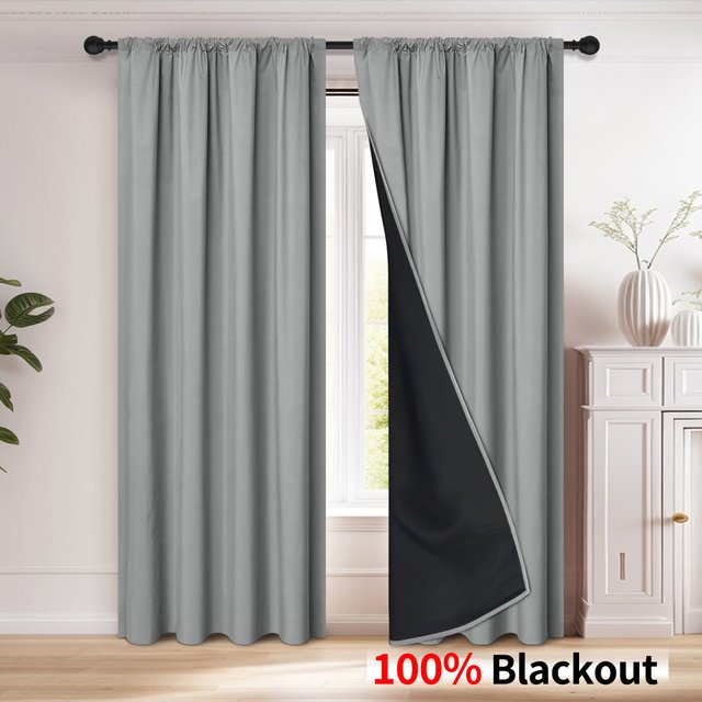 Full Blackout Curtains Spring Through Rod Sunscreen Living Room Polyester Hot Selling Spot Delivery Meikeduo