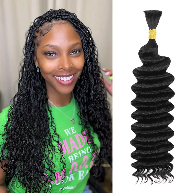 Human Braiding Hair Deep Wave Bulk Human Hair for Braiding 100% Unprocessed Curly Micro Hair Extensions