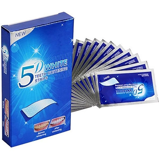 5D Teeth Whitening Strips – 14 Pieces Professional Kit (Neutral PH & Sensitive Teeth Safe)