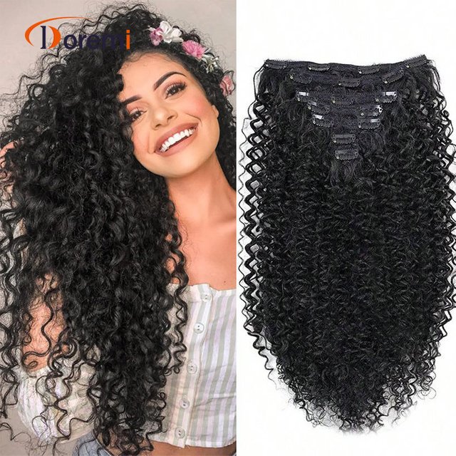 Synthetic hair extensions wig piece 50cm140g Hair extensions Curling clip Women's curl hair extensions 7-piece set
