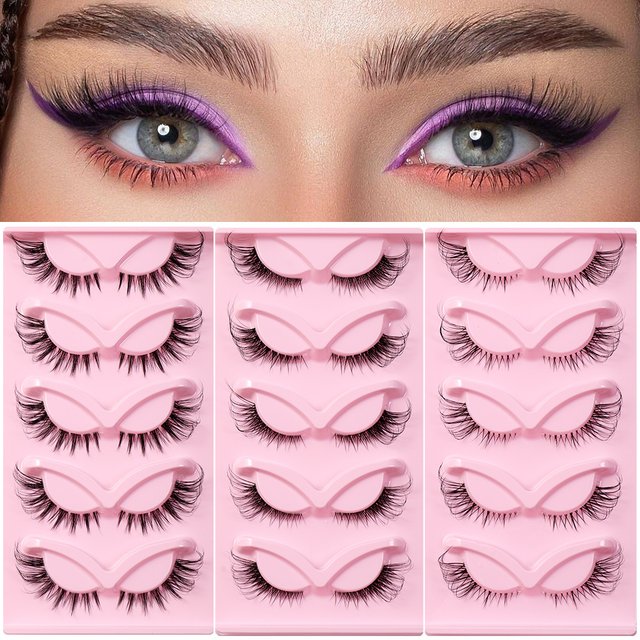 Lash extension set 5 pairs of oblique flying fox eye false eyelashes natural thick eyelashes simulating cat eye eyelashes