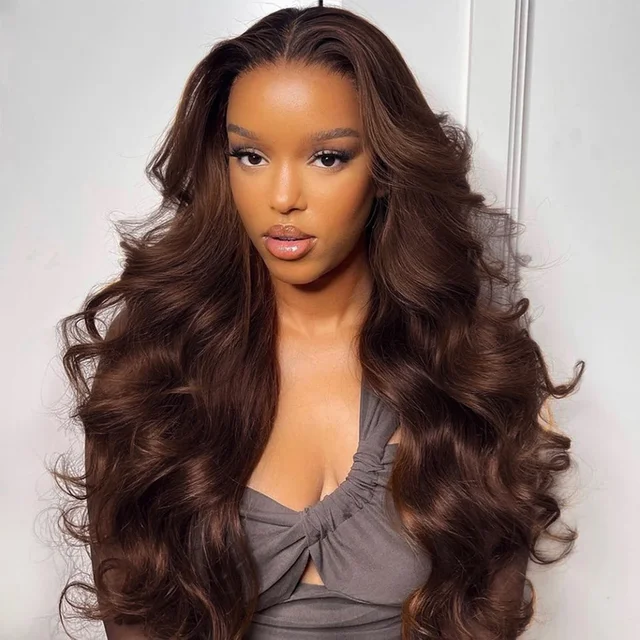 Chocolate Brown Lace Front Wigs Human Hair Women Body Wave 13x4 13x6 HD Glueless Lace Frontal Wig 4x4 Closure
