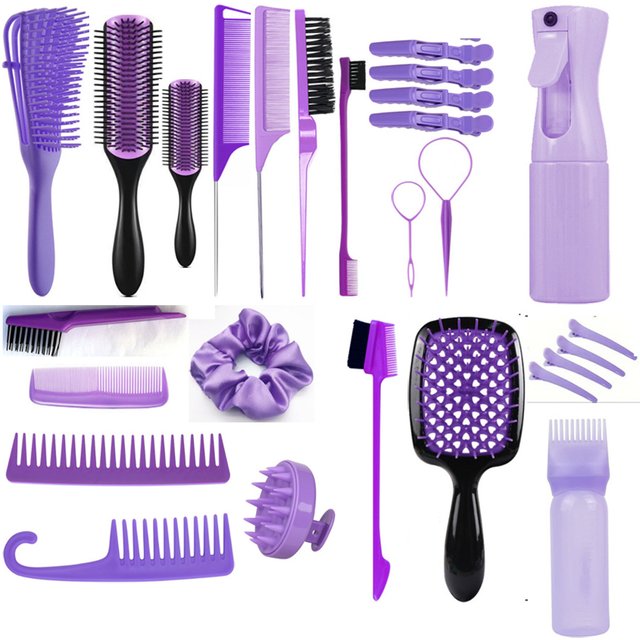 Scalp Massage Shampoo Brush Set - Hollow Comb For Detangling & Styling - Hair Care Kit for men/Women