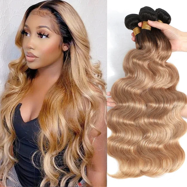 Brazilian Human Hair Body Wave Blonde Bundles Remy Pre Colored Weave Extensions Women