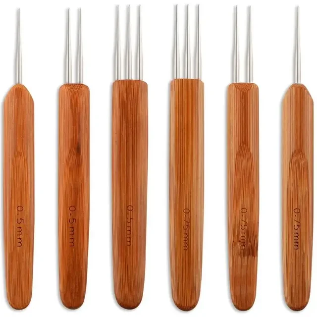 3pcs bag 0.5mm 0.75mm Double Crochet Needle For Locs Bamboo Dreadlock Crochet Hook Dreadlock Needle For Braids