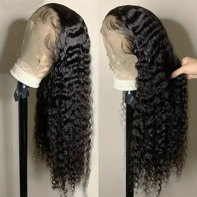Deep Wave Lace Front Human Hair Wigs Swiss Transparent 4x4 13x4 13x6 360 Frontal Wig Women Wavy