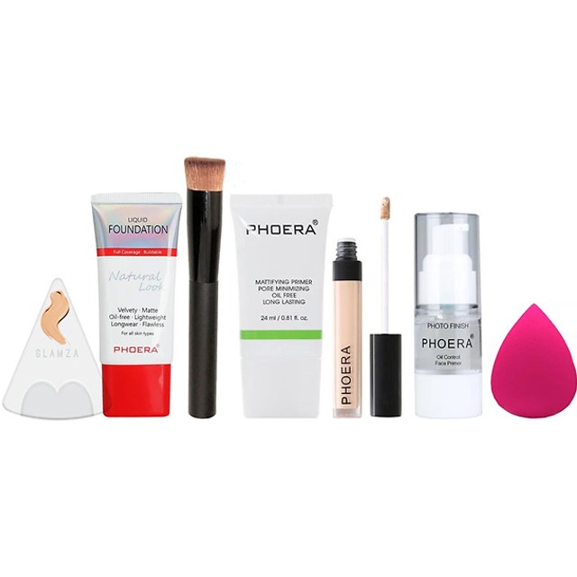 Phoera 7-Piece Makeup Kit - Concealer, 12 Colour Foundations, Foundation Brush & More!