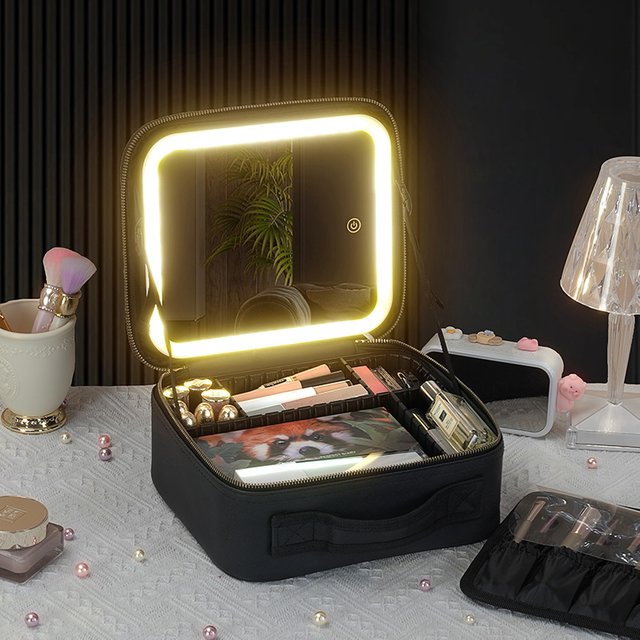 Professional LED Vanity Case - Large Makeup Bag With Mirror & Lights, Portable Cosmetic Organizer For Artists