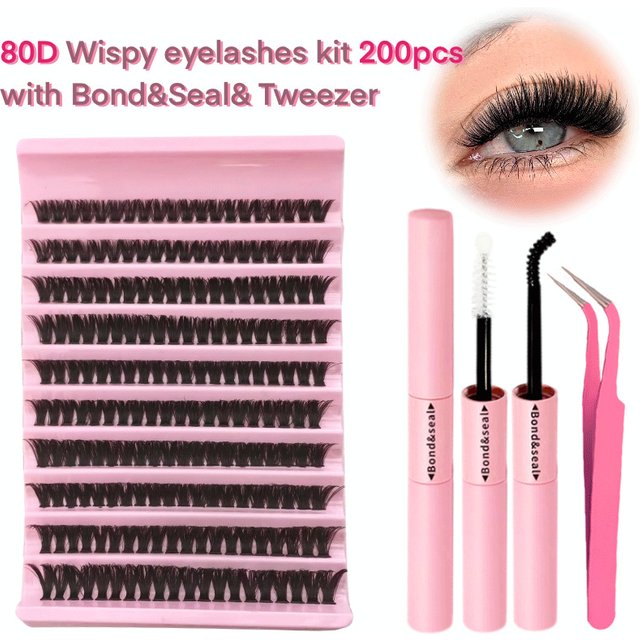 Cross border hot selling 80D eyelashes thick curling 10 rows of large capacity single cluster DIY self grafted segmented false eyelashes