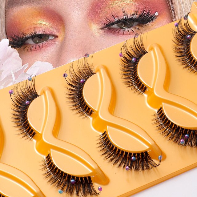 False Eyelashes New Products 5 Pairs Of Transparent Stem Eyelashes Fox False Eyelashes Pearl Decoration Stage Makeup Cat Eye Eyelashes