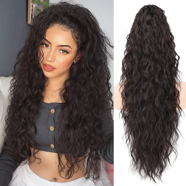 Synthetic Ponytails Wig Corn Perm Long Curly Hair Fluffy Clip Ponytail Wig Ponytail
