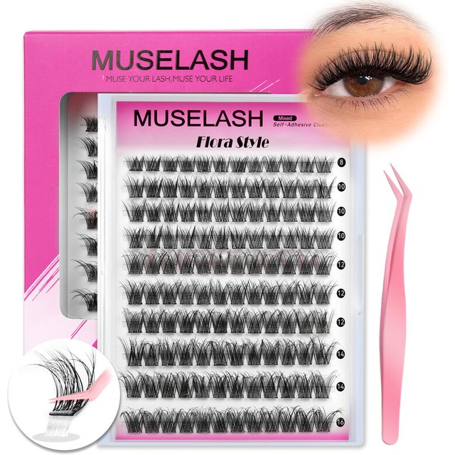Natural Fluffy Curly Self Adhesive Lash Clusters,120PCS Mixed Length No Glue Individual Eyelashes for DIY Eye Makeup