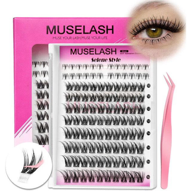 Natural Fluffy Self Adhesive Lash Clusters With Lower Lashes Set, Mixed Size No Glue Needed Individual Eyelashes For DIY Makeup