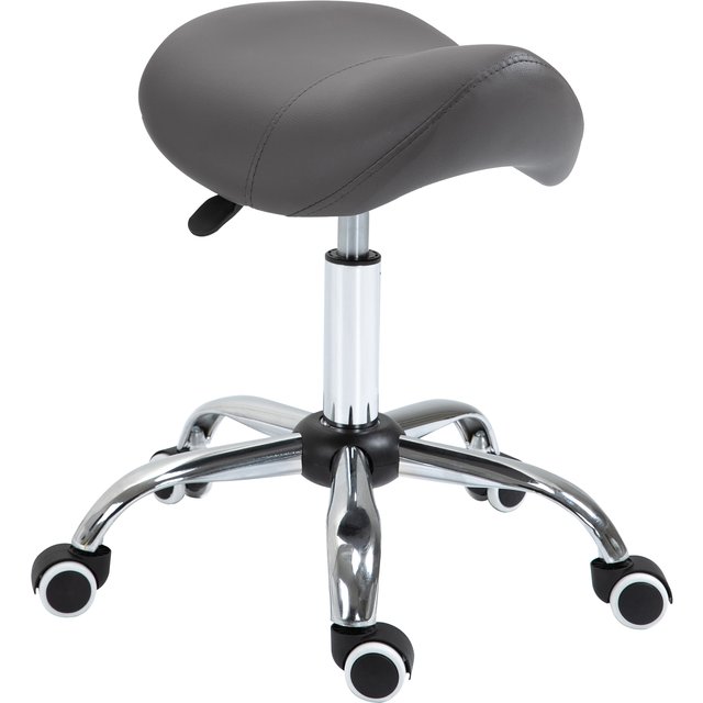 HOMCOM Faux Leather Height Adjustable Cosmetic Saddle Stool Grey | Aosom Ireland