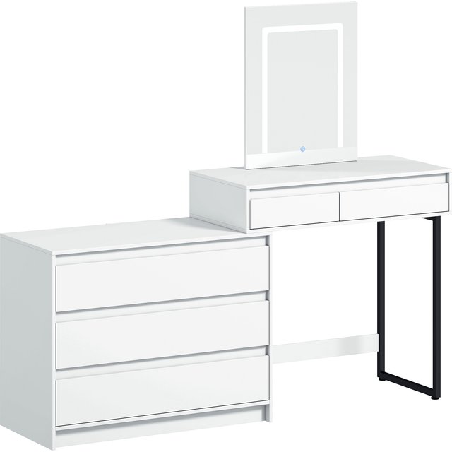 HOMCOM Vanity Makeup Desk LED Mirror Dressing Table Large Storage 5 Drawers White | Aosom Ireland