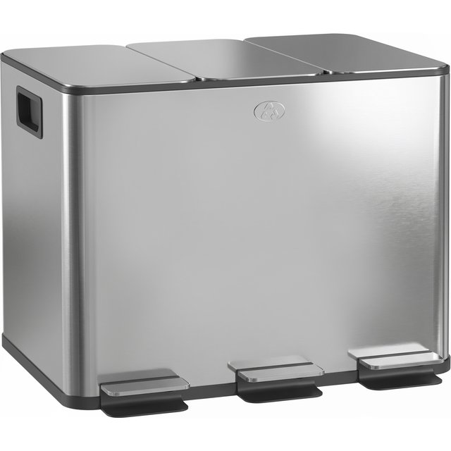 HOMCOM Mülleimer 3 x 20L Abfalleimer aus Edelstahl Mülltrennsystem mit Softclose Deckel und Herausnehmbare Inneneimer, Treteimer mit Deodorant-Fächern für Wohnzimmer, Büro, Silber Aosom