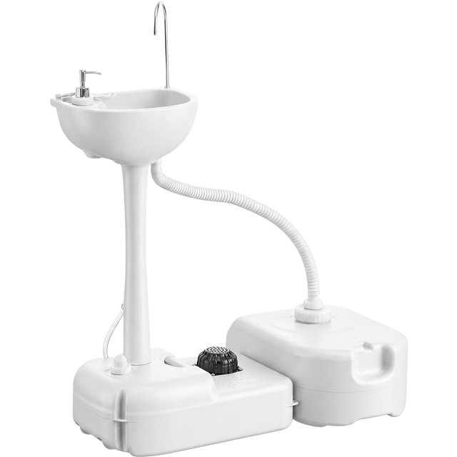 Outsunny Portable Hand Wash Station with 17L Fresh Water Tank, 24L Waste Tank, Sanitizer Dispenser, HDPE, Grey Aosom UK