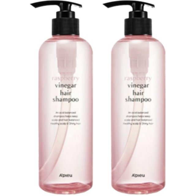 A'PIEU Himbeeressig Haarshampoo 500ml – pH-ausgleichendes feuchtigkeitsspendendes Shampoo für fettige Kopfhaut & glänzendes Haar 2pcs