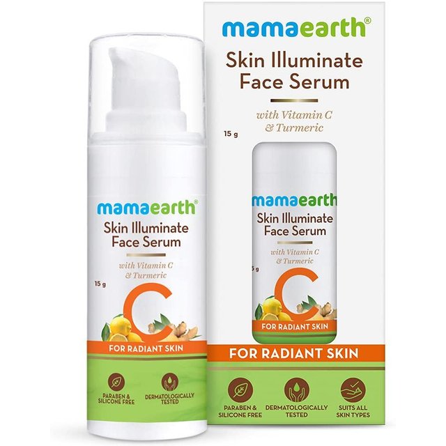 Mamaearth Skin Illuminate Gesichtsserum 15g Mit Vitamin C & Kurkuma Für Strahlenden Glow & Reduzierung von Pigmentflecken white