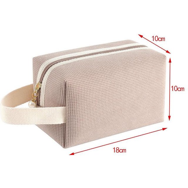 Einfache Cord Aufbewahrungstasche, Kleine Karomuster Lippenstift Make-up Tasche, Tragbare Make-up Aufbewahrungstasche, Outdoor Make-up Tasche gray