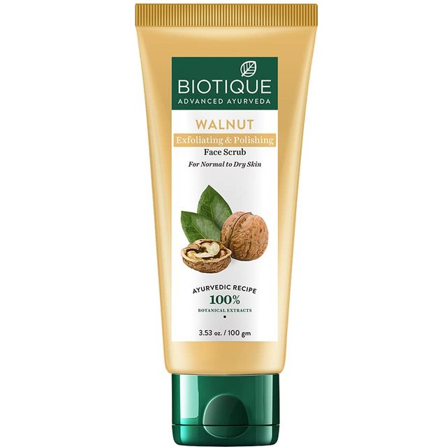 Biotique Walnuss Gesichtspeeling für strahlende Haut – 100% natürliches Peeling für trockene Haut, 100g Bio-Hautpflege beige
