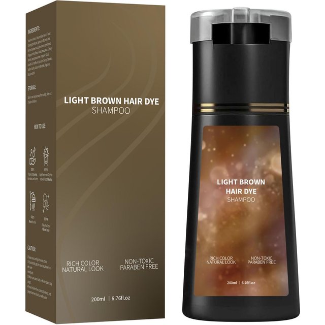 Sofortige Grauabdeckung & Ölkontrolle Shampoo - Bietet weiches, voluminöses Haar mit pflegender Pflege in einer Wäsche, Farbauffrischung. Light Brown black