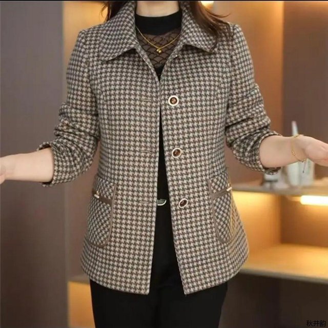 Petit Manteau Parfumé Femme Velours Hiver Nouveau Français Nouveau Ample Court Manteau à Carreaux 4XL gray