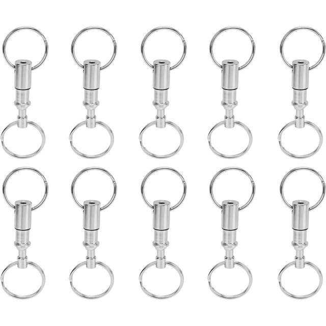 10 PZ Portachiavi EDC a Rilascio Rapido Portachiavi a Doppio Anello Portachiavi da Esterno a Strappo white
