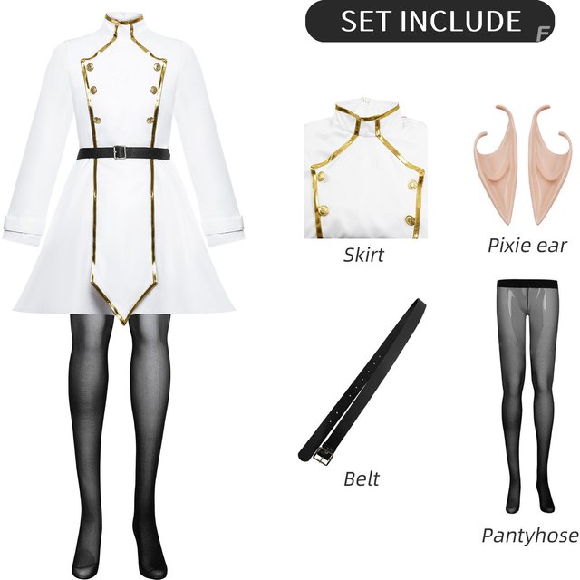 Frieren À L'enterrement Cosplay Frieren CostumeManteau d'hiver Écharpe Uniforme de Carnaval Perruque Anime Fête d'Halloween Mascarade Femme Jeu XXL black