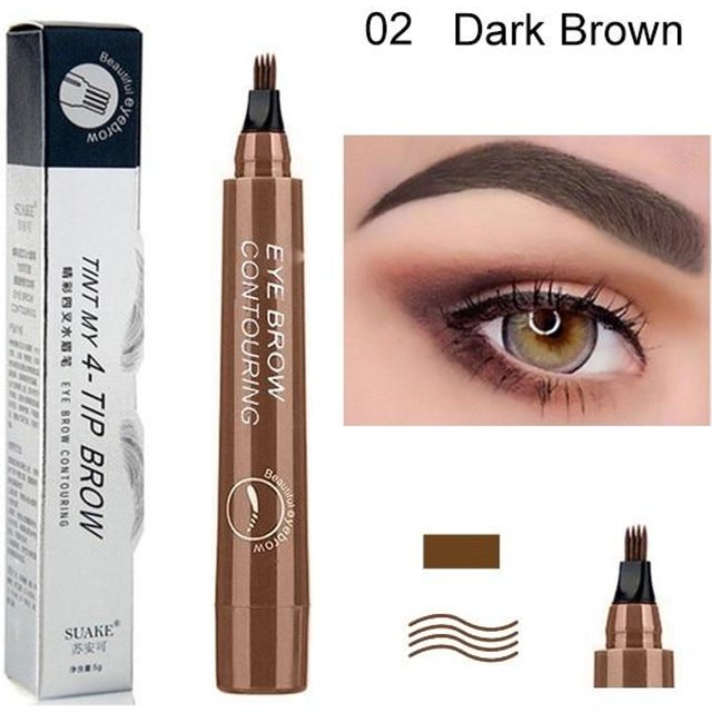 Crayon à sourcils étanche, 2 pièces, 5 couleurs, 4 têtes, teinte cosmétique, Eyeliner naturel longue durée, tatouage, gris, marron, maquillage XYZ 2pcs brun foncé