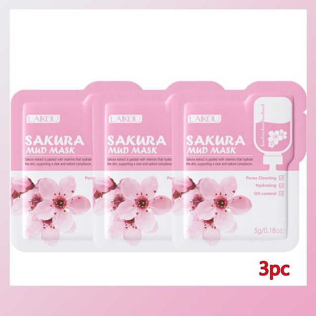 Sakura Kollagenmaske Tiefenhydrierend Feuchtigkeitsspendend Hautpflegend Aufhellend Tiefenreinigung Glättend Hautpflegeprodukt 1/3/5 Stück pink