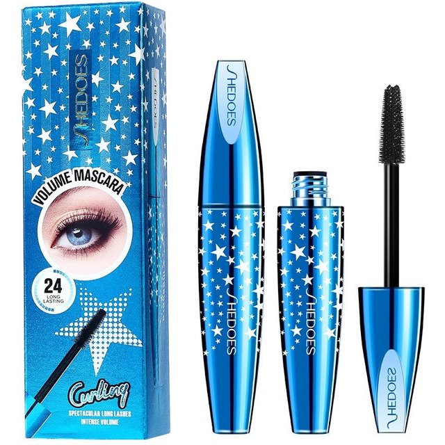 Star Blue Mascara 4D Europäische und amerikanische beliebte Mascara, dick, länglich und langanhaltend, Mascara für große Augen, Bühnen-Make-up-Sensation schwarz