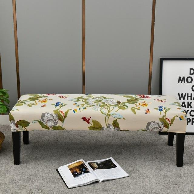 Stretch-bedruckter Bankbezug für Esszimmer, Schlafzimmer, Wohnzimmer, Elastizität, schmutzabweisend, lange Stuhlhussen, Klavier-Make-up-Hocker-Hülle 1 piece gray