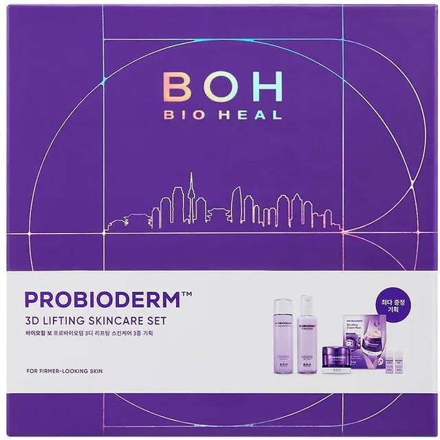 BIOHEAL BOH Probioderm Ensemble de Soins Visage Lifting 3D Raffermissant & Anti-Âge (Tonique + Émulsion + Crème) purple